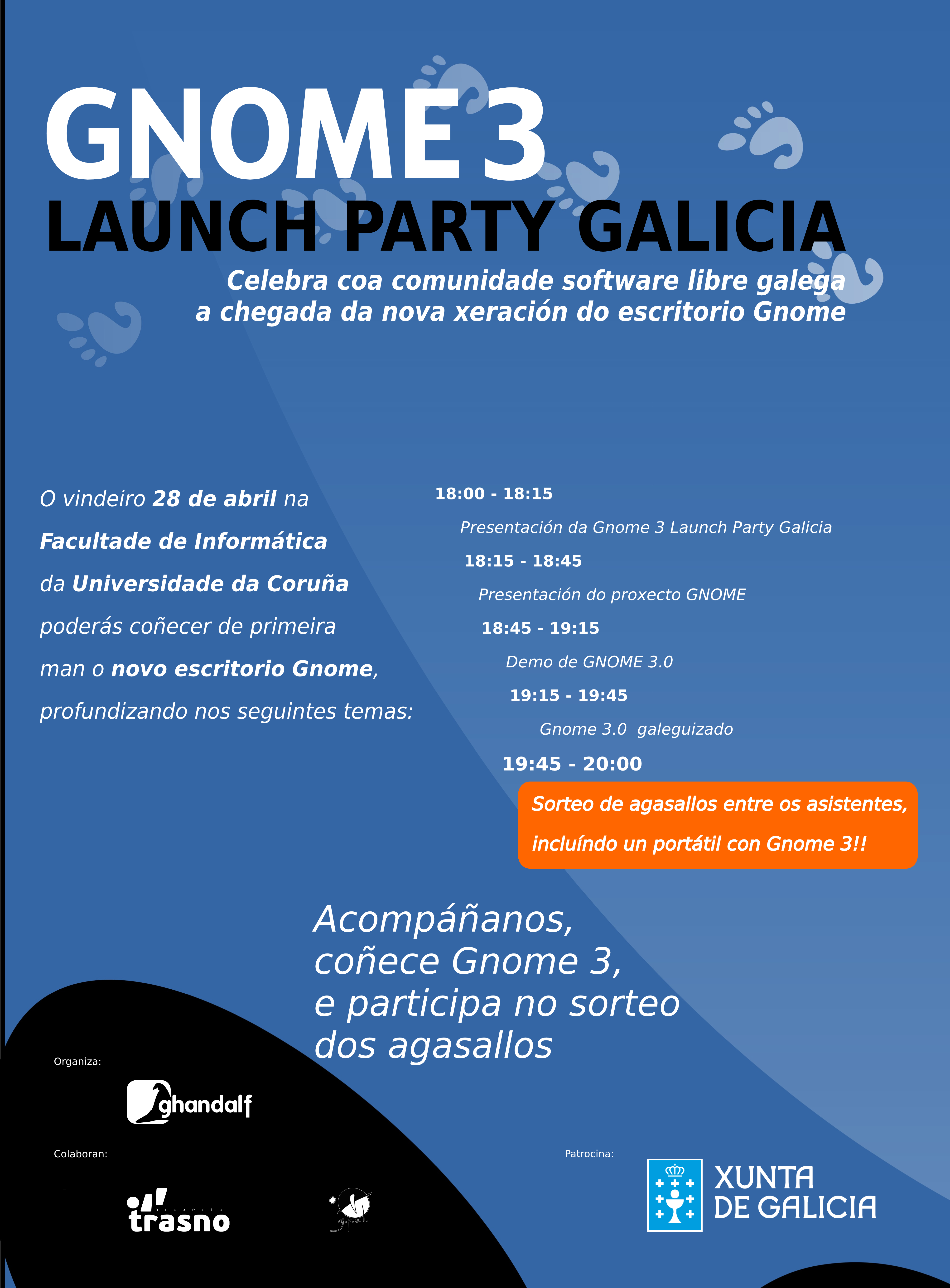 Cartel da Gnome 3 Launch Party Galicia